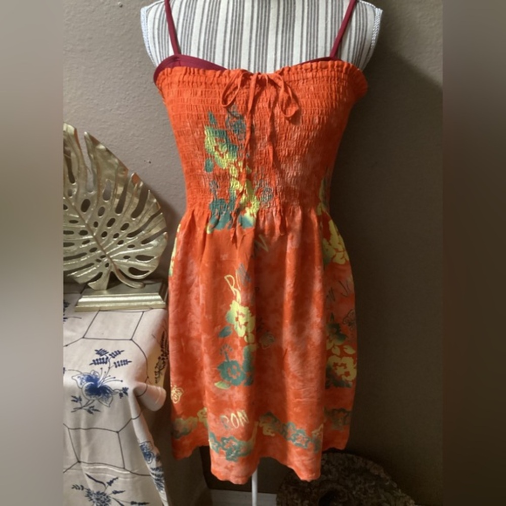Ron Jon Vintage Vibrant Orange Strapless Dress